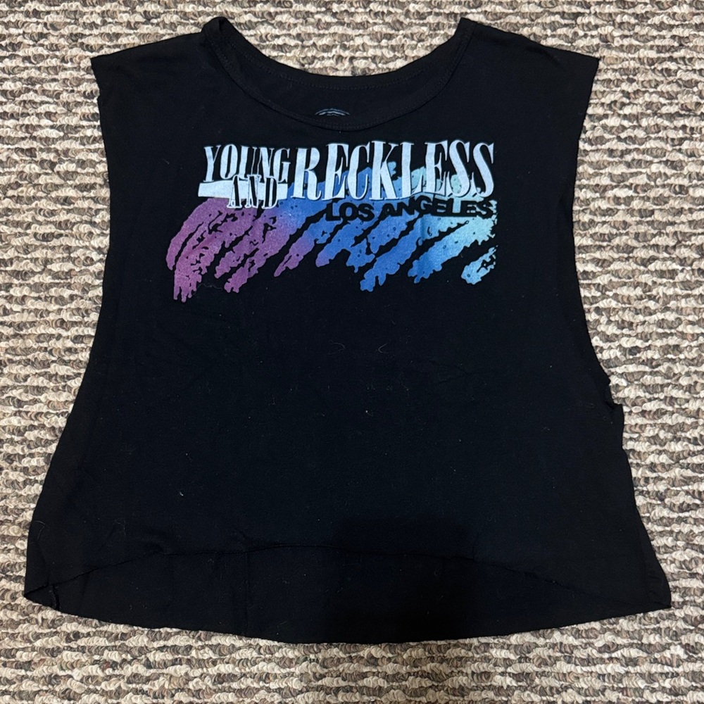Young & Reckless Black and Multicolor Graphic Crop Top rocker tee